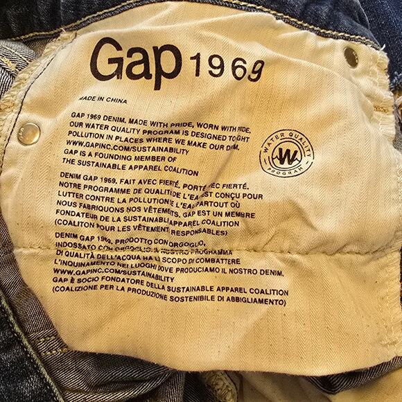 Gap 1969 Jeans Womens 33 Tall Blue Long & Lean Straight Leg Mid-Rise Raw Hem - Picture 4 of 12